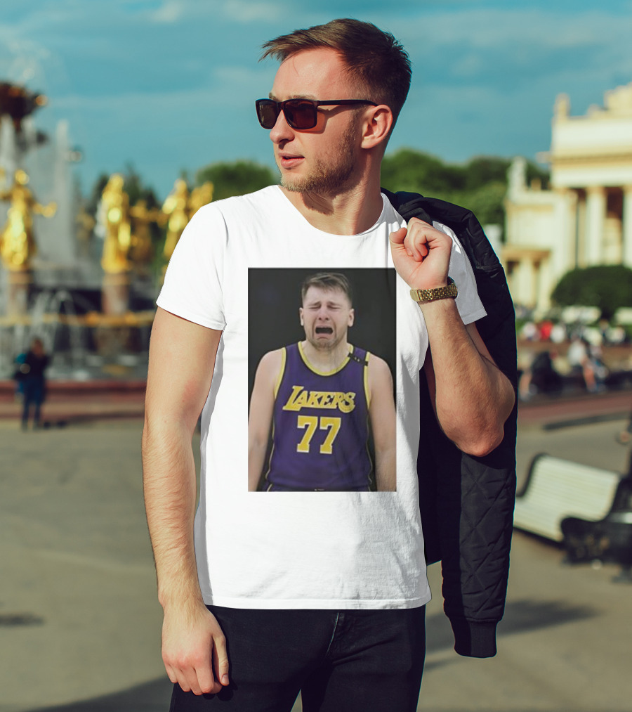 Luka Doncic Crying Lakers Jersey 77 Paul Lambert Justin Gaard T-Shirt