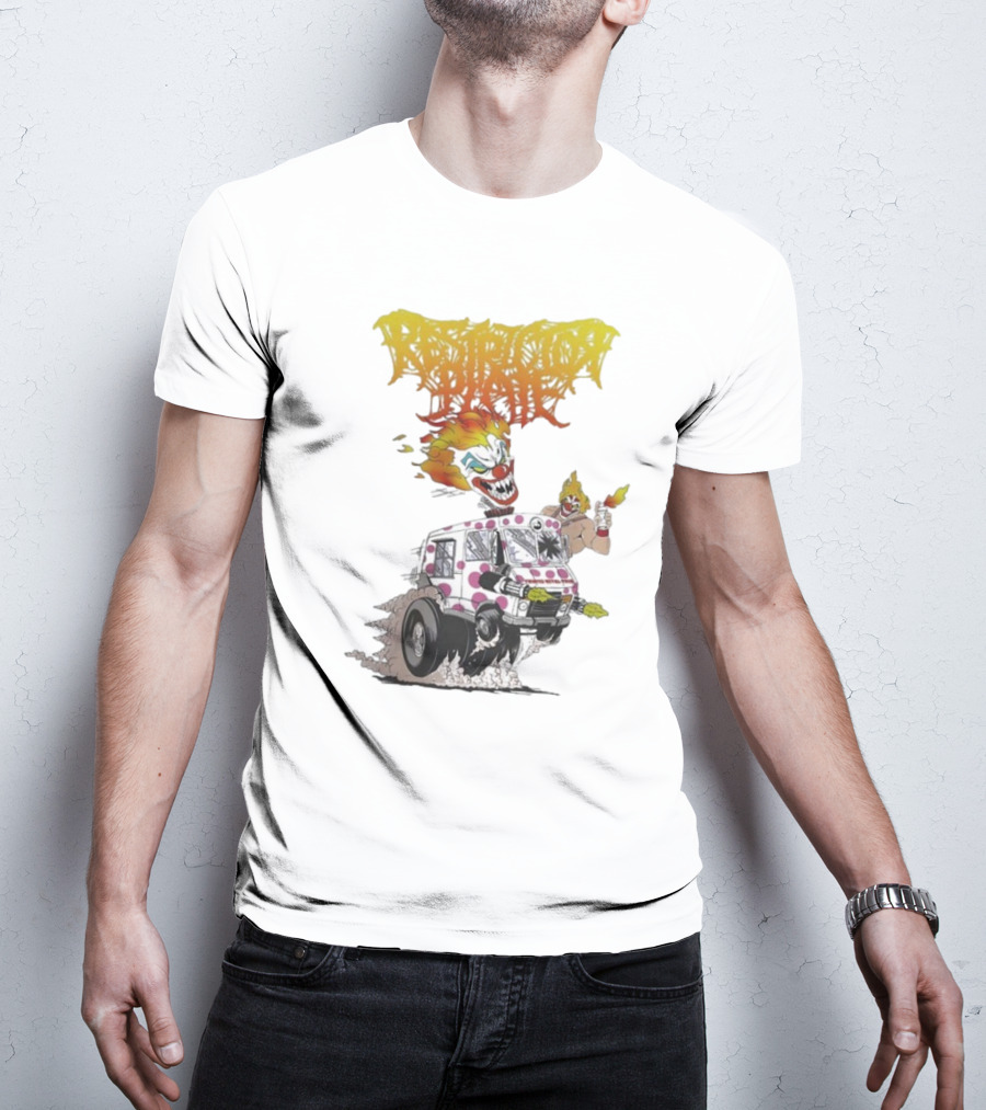 Restrictor Plate Twisted Metal Tour 2025 Flaming Clown Ice Cream Truck Explosion T-Shirt