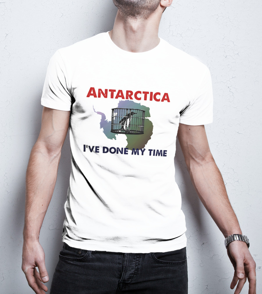 Antarctica I’ve Done My Time Penguin Jail Map T-Shirt