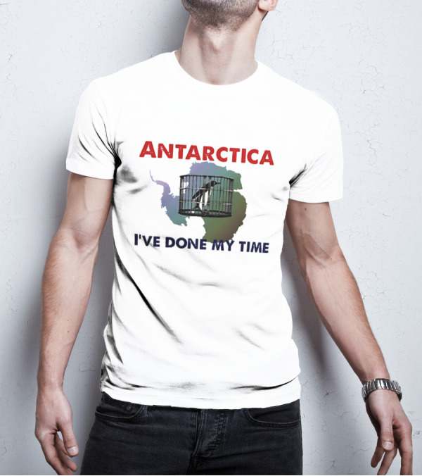 Antarctica I’ve Done My Time Penguin Jail Map T-Shirt