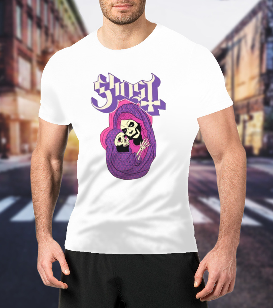 Rockabilia Ghost She Is The Light The Warmth The Power Without Her I Am Lost Hail Mom Skeletons Hugging T-Shirt