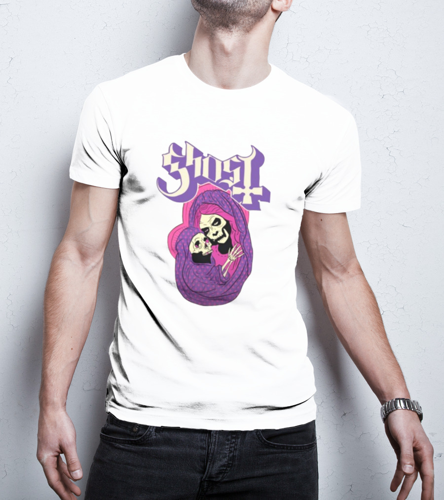 Rockabilia Ghost She Is The Light The Warmth The Power Without Her I Am Lost Hail Mom Skeletons Hugging T-Shirt