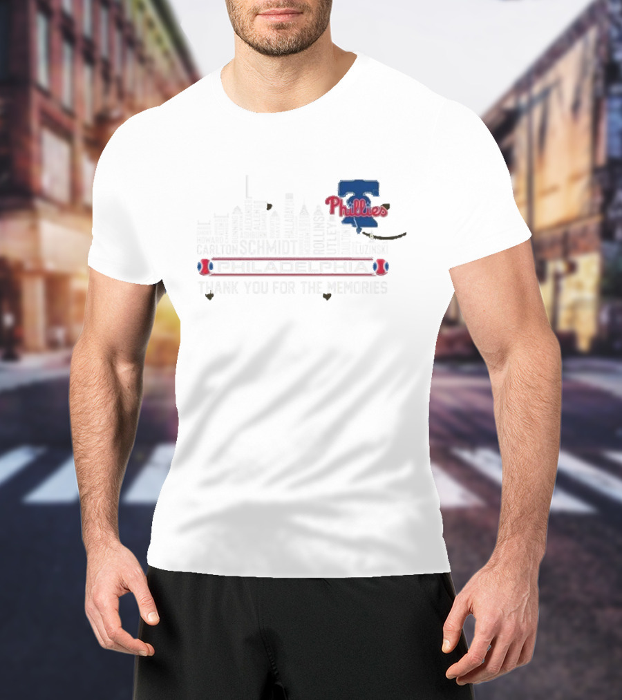 Philadelphia Phillies Carlton Schmidt Rollins 2025 Skyline Thank You For The Memories T-Shirt