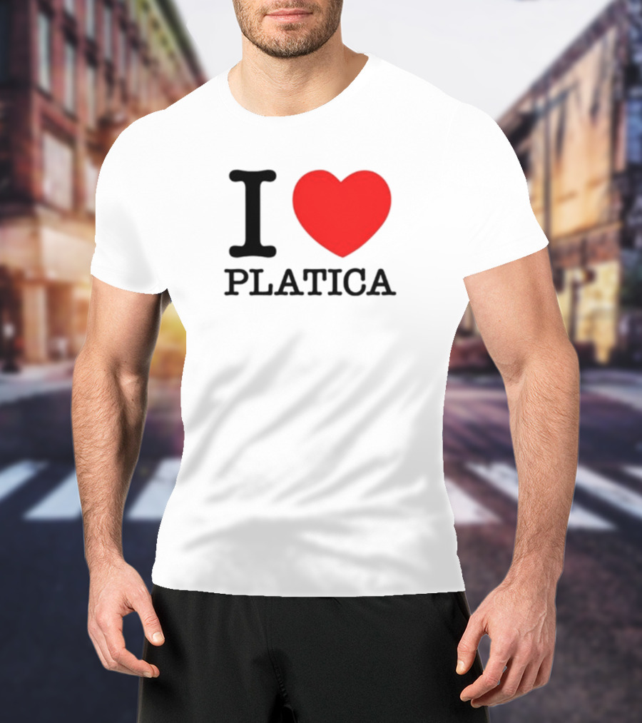 Sazonstudios I Heart Platica Bold Text Red Heart Design T-Shirt