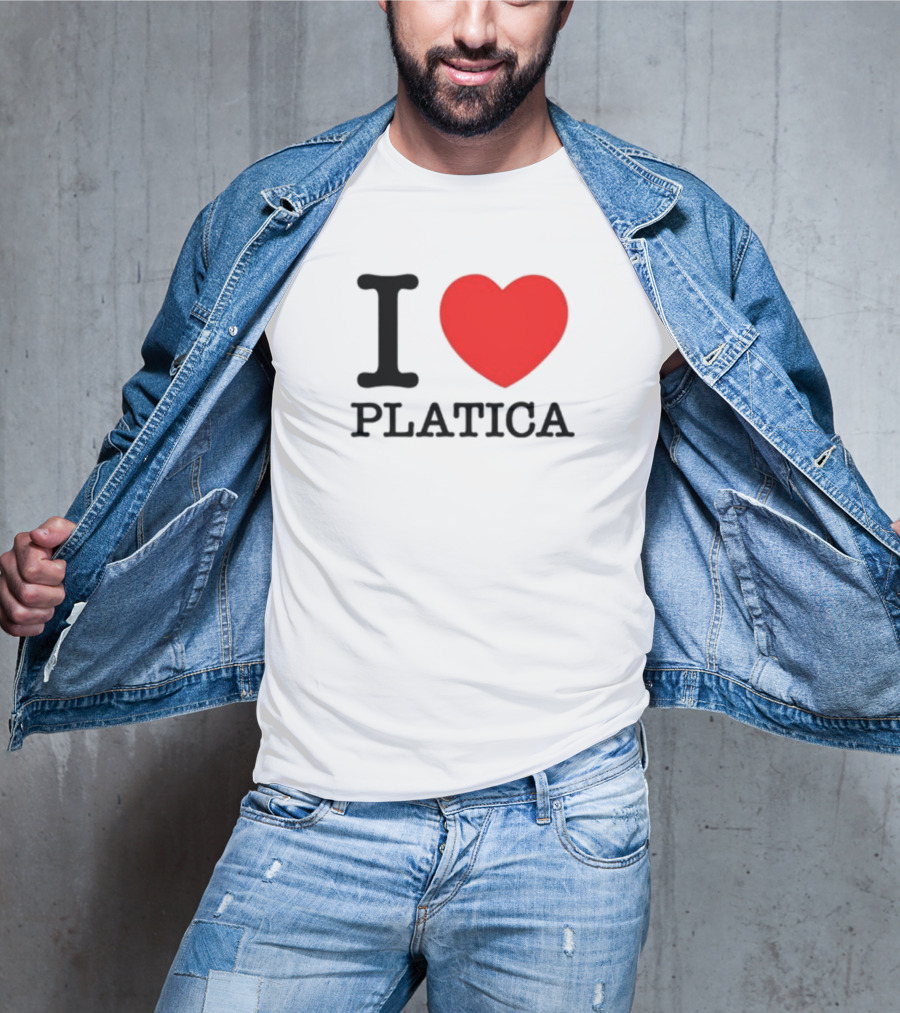 Sazonstudios I Heart Platica Bold Text Red Heart Design T-Shirt