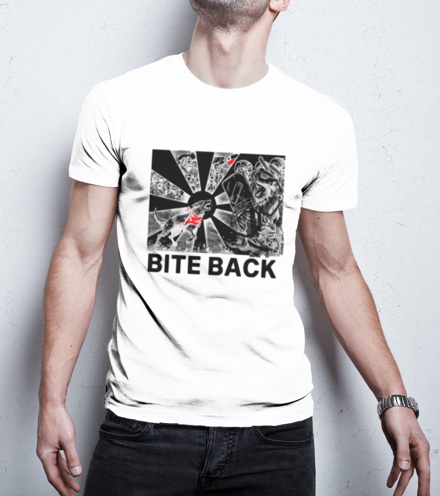 Punkwithacamera Bite Back Protest Artwork With Charging Dog And Riot Police T-Shirt