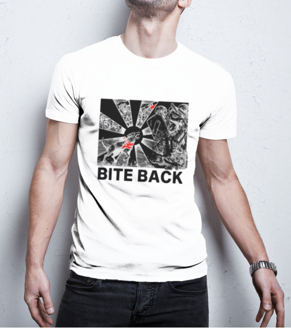 Punkwithacamera Bite Back Protest Artwork With Charging Dog And Riot Police T-Shirt