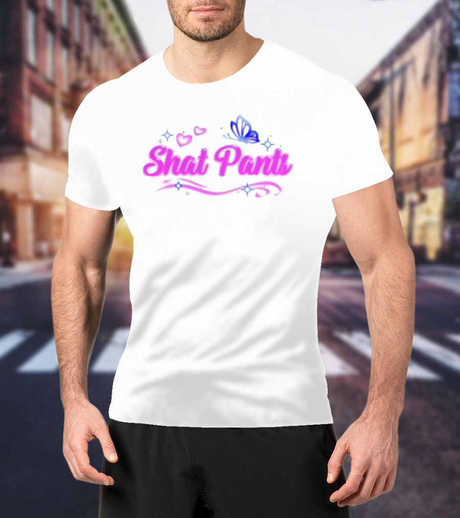 "Shat Pants Hearts And Butterfly Neon Graphic" T-Shirt