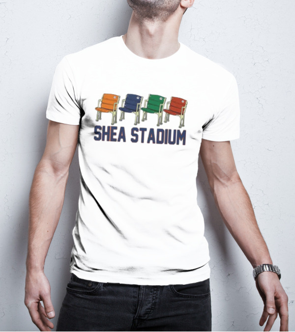 Shea Stadium Vintage Seats Orange Blue Green Red T-Shirt