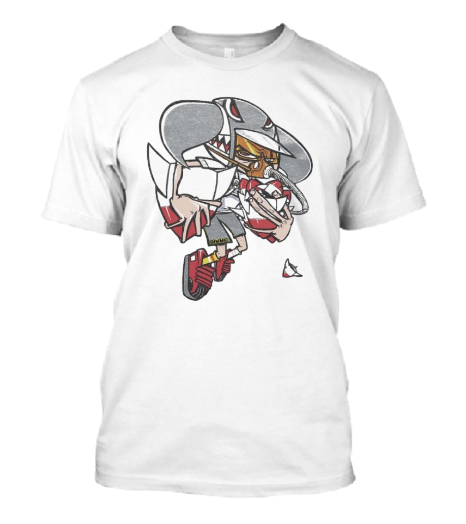 Gimme Project Shark Character With Red Sneaker And Hose T-Shirt
