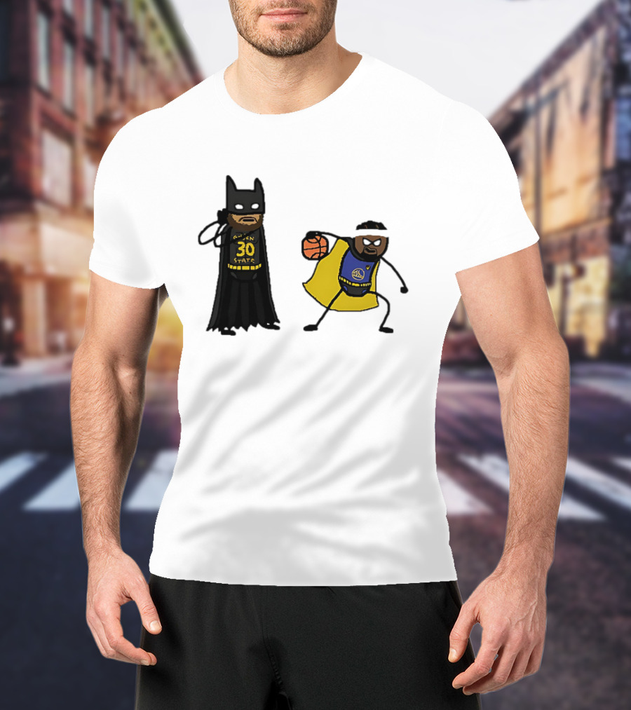Batman Robin Stephen Curry Jimmy Butler Golden State Warriors Basketball Cartoon T-Shirt