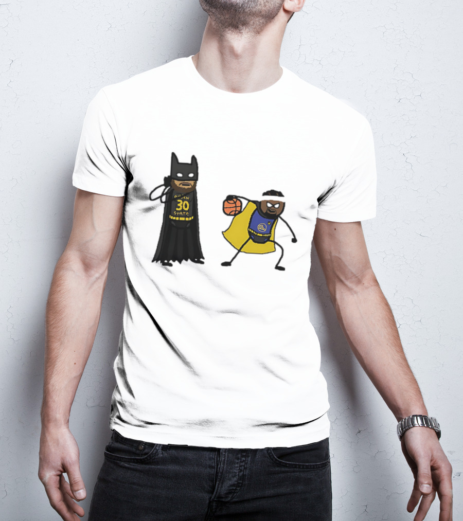 Batman Robin Stephen Curry Jimmy Butler Golden State Warriors Basketball Cartoon T-Shirt