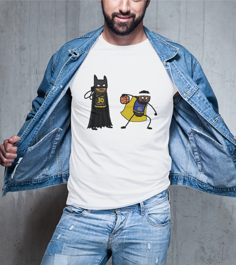 Batman Robin Stephen Curry Jimmy Butler Golden State Warriors Basketball Cartoon T-Shirt