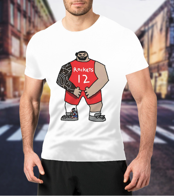 Houston Rockets Cartoon Figure No.12 Basketball Steven Adams T-Shirt