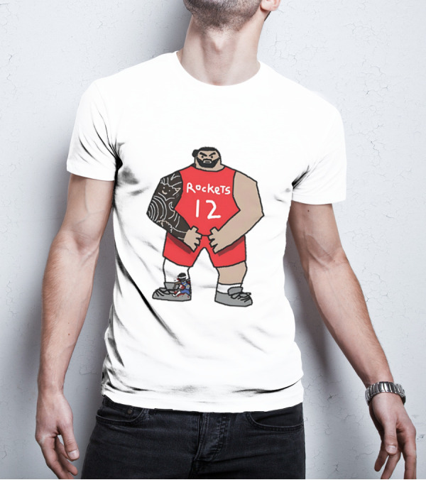 Houston Rockets Cartoon Figure No.12 Basketball Steven Adams T-Shirt