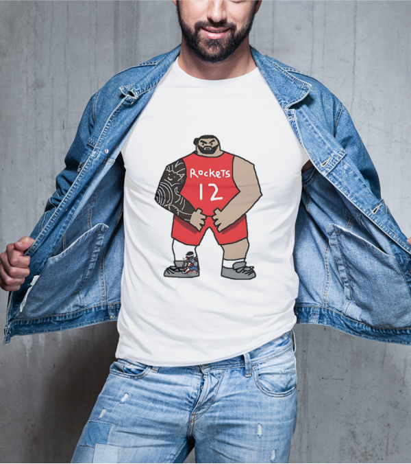 Houston Rockets Cartoon Figure No.12 Basketball Steven Adams T-Shirt
