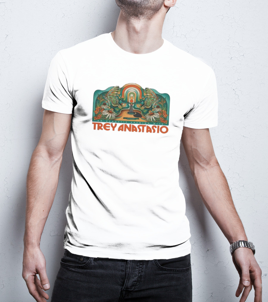 Trey Anastasio Acoustic Evening 2025 Rainbow Butterfly Guitar Floral Art T-Shirt