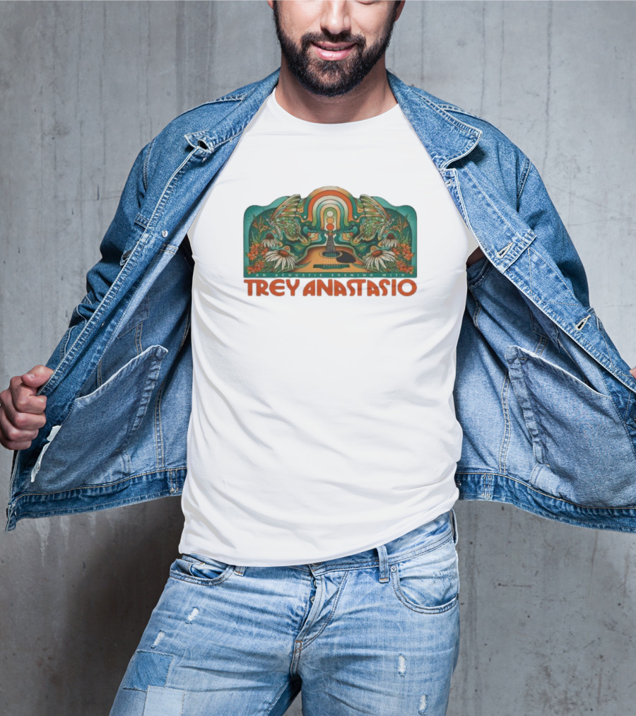 Trey Anastasio Acoustic Evening 2025 Rainbow Butterfly Guitar Floral Art T-Shirt
