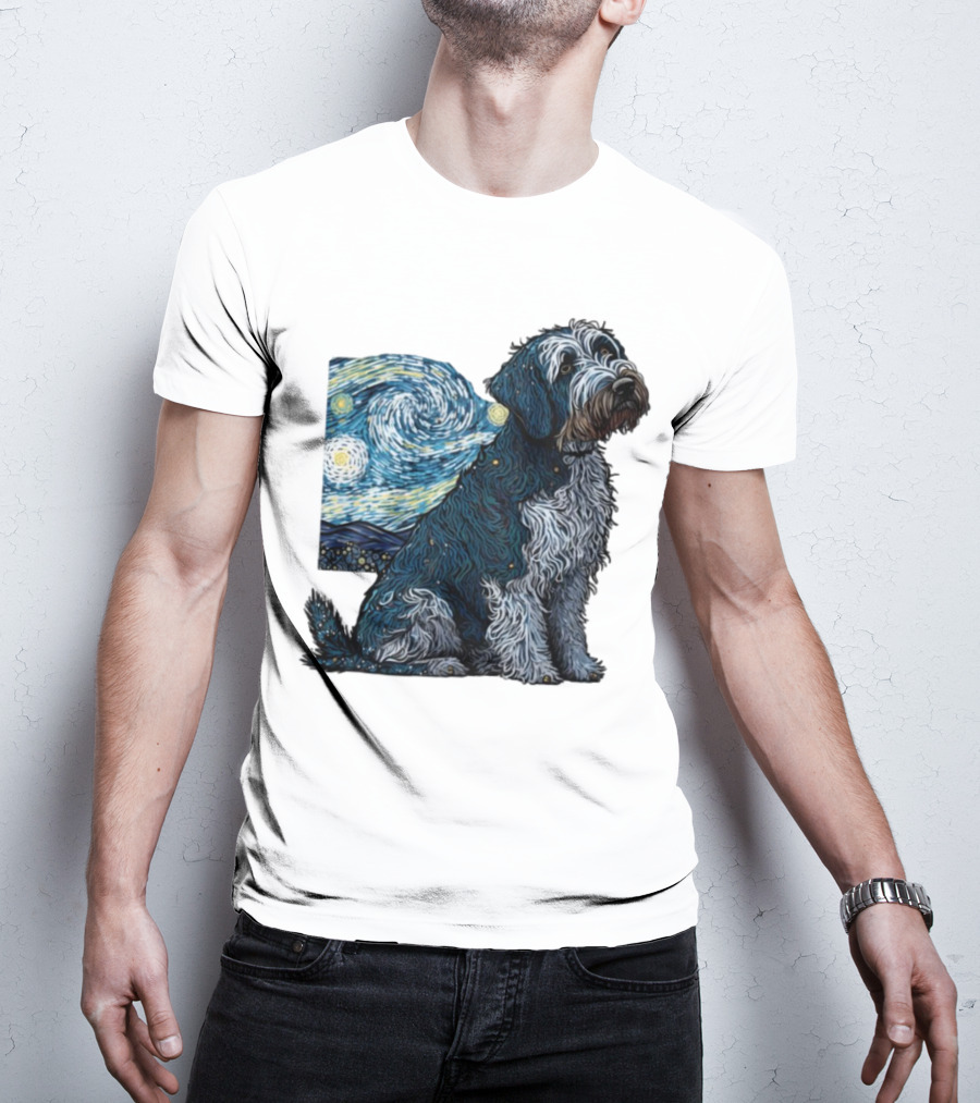 Van Gogh Starry Night Dog Painting Style T-Shirt
