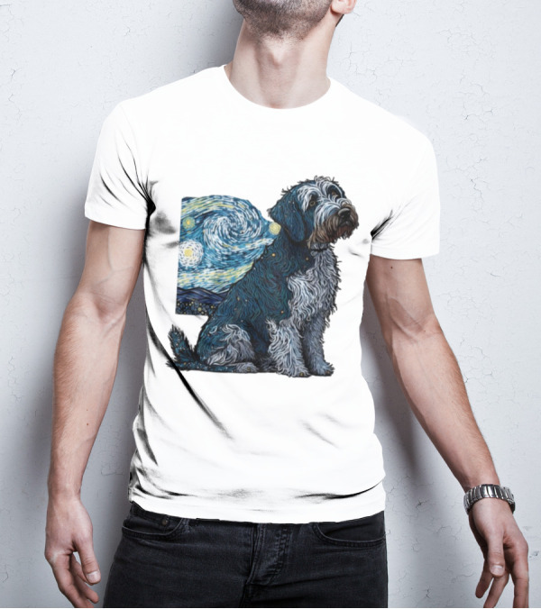 Van Gogh Starry Night Dog Painting Style T-Shirt