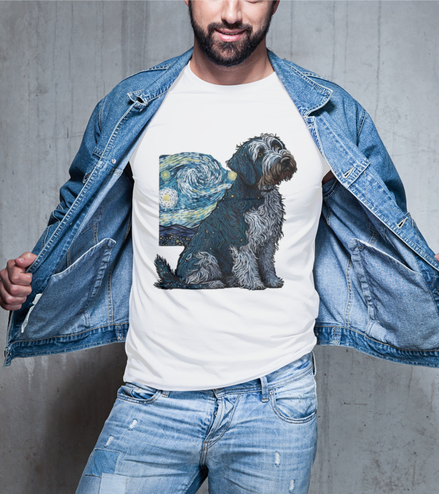 Van Gogh Starry Night Dog Painting Style T-Shirt