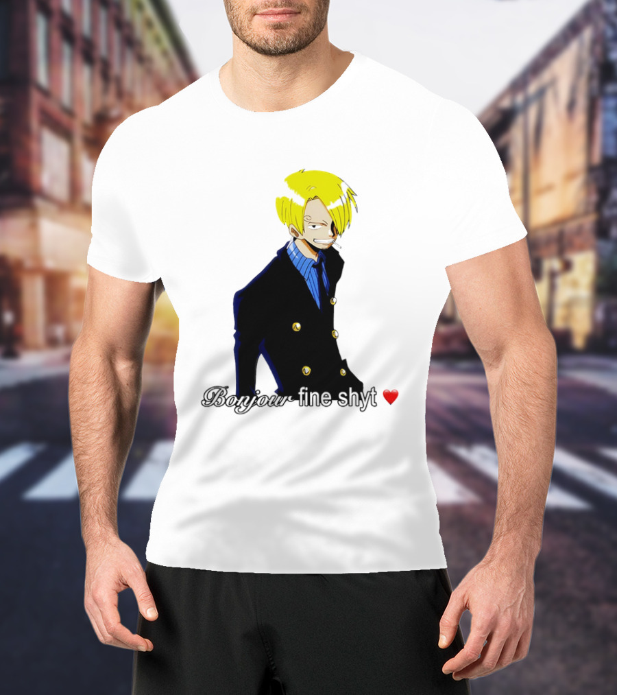 Vinsmoke Sanji Bonjour Fine Shyt Cartoon Character Heart Icon T-Shirt