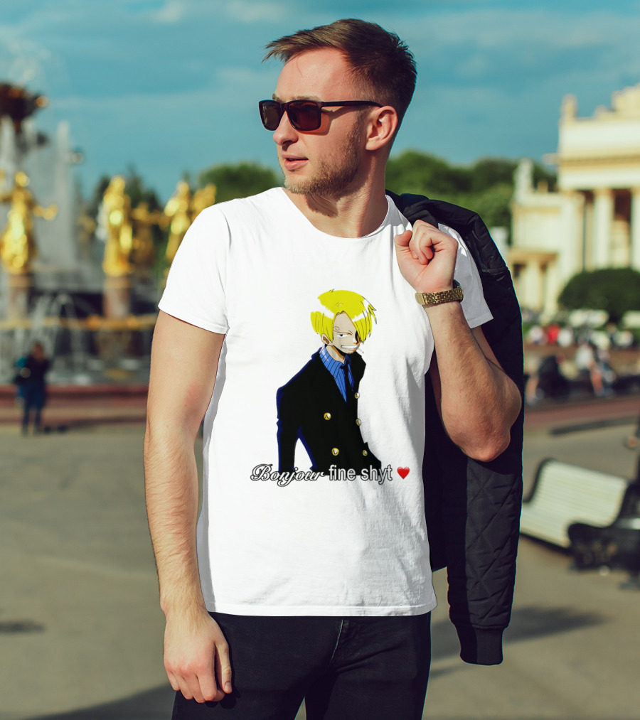 Vinsmoke Sanji Bonjour Fine Shyt Cartoon Character Heart Icon T-Shirt