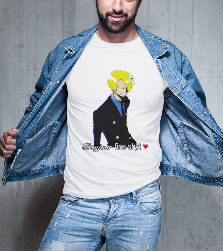 Vinsmoke Sanji Bonjour Fine Shyt Cartoon Character Heart Icon T-Shirt