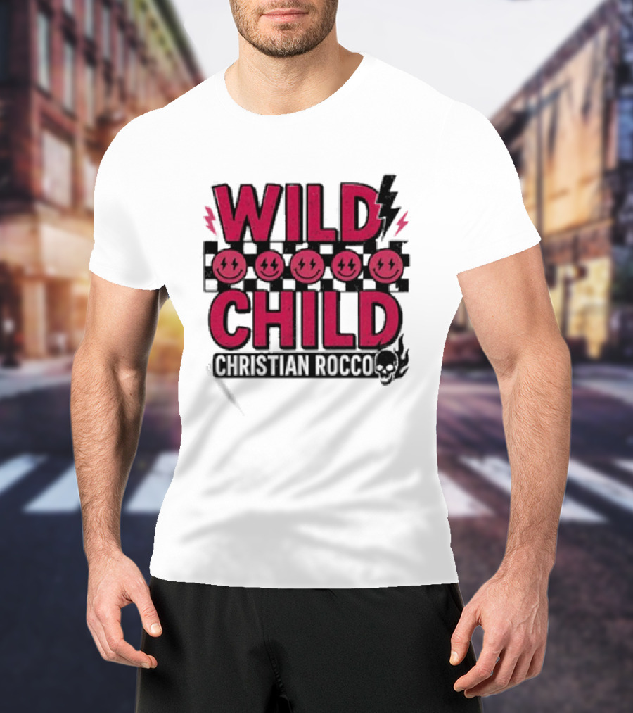 Wild Child Smiles Lightning Emojis Christian Rocco T-Shirt