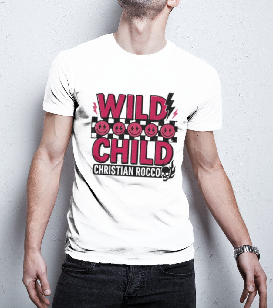 Wild Child Smiles Lightning Emojis Christian Rocco T-Shirt