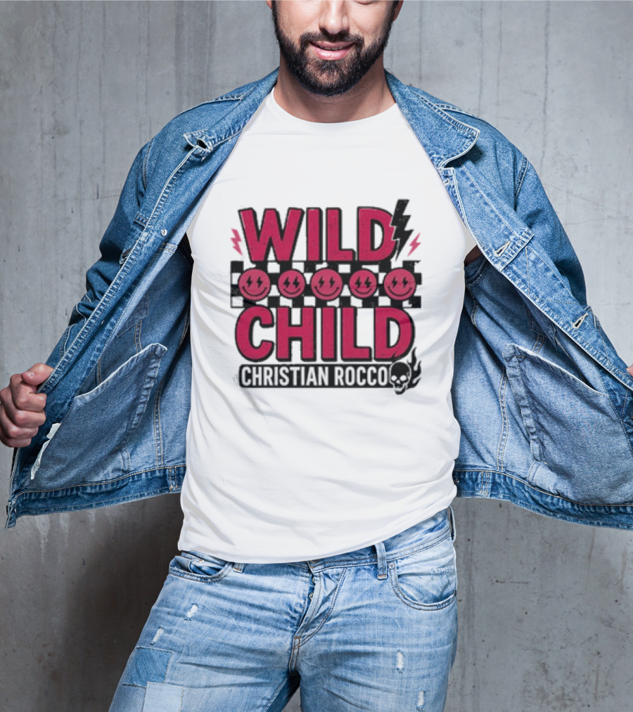 Wild Child Smiles Lightning Emojis Christian Rocco T-Shirt