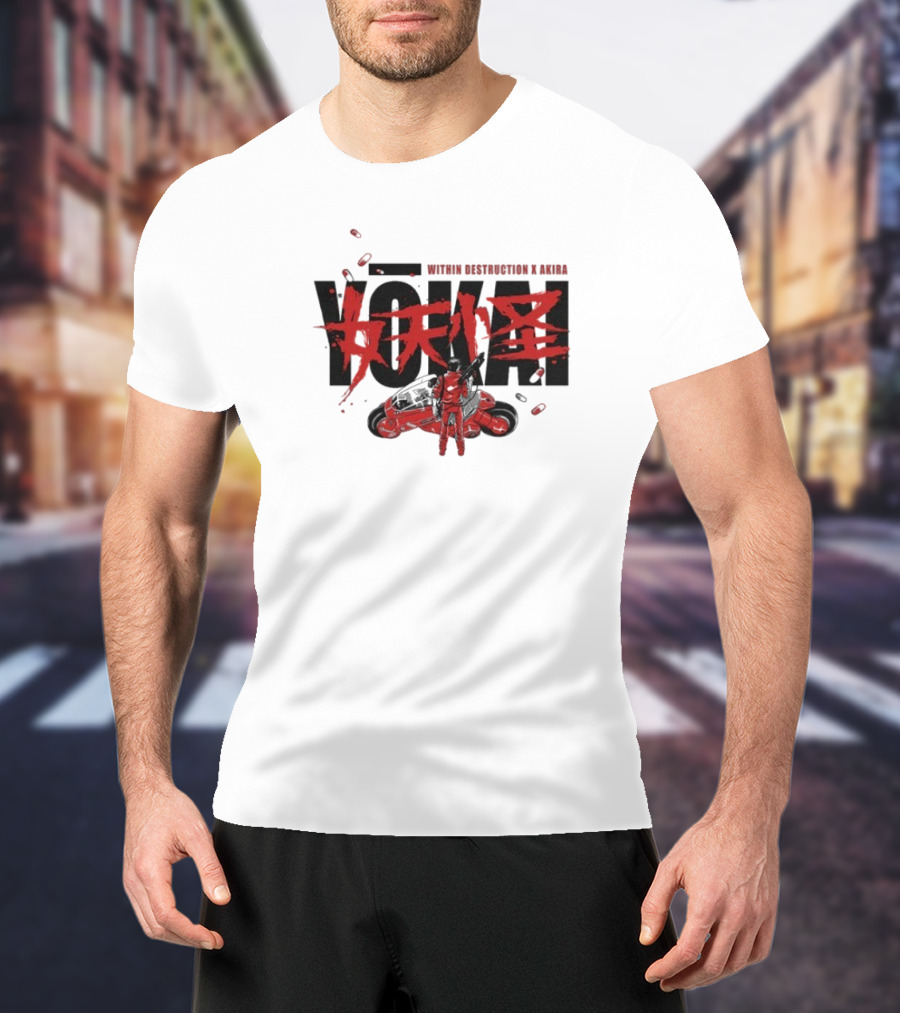 Within Destruction Akira Yokai Kanji And Motorcycle Scene T-Shirt