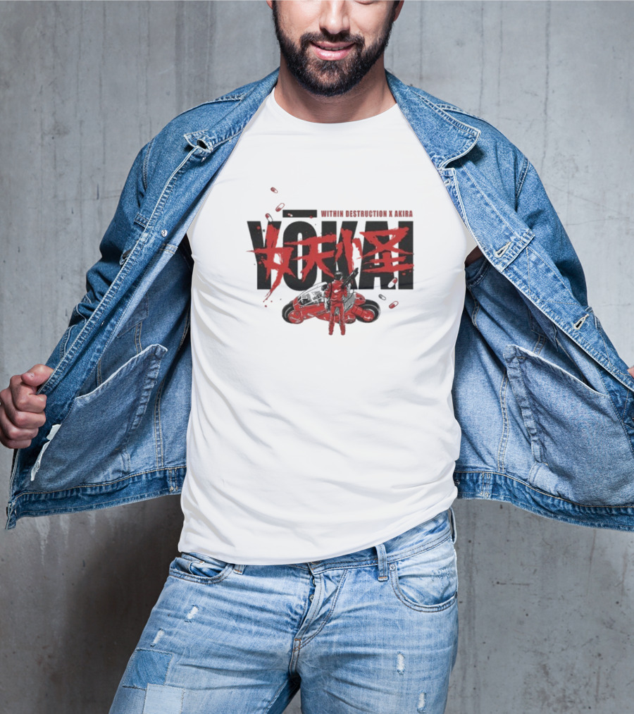 Within Destruction Akira Yokai Kanji And Motorcycle Scene T-Shirt
