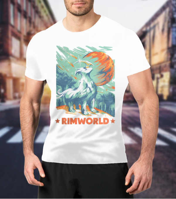 RimWorld Wisest Creature Celestial Spirit Wolf Planetary Backdrop T-Shirt