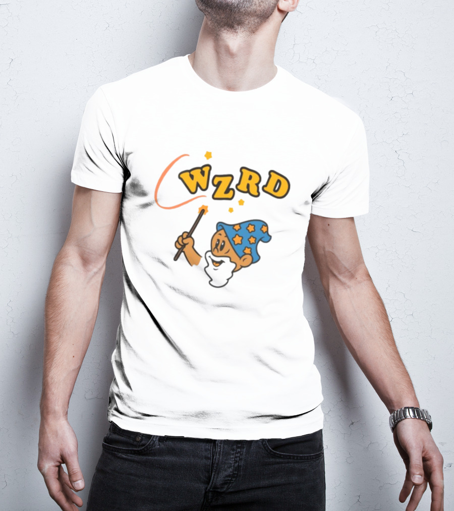 Wzrd Cartoon Wizard Wand And Stars T-Shirt