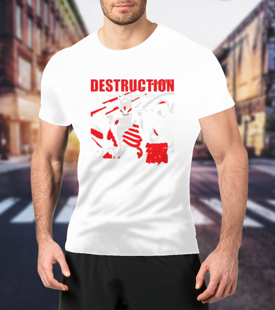 Within Destruction Animetal Robot Battle Scene Red White Black T-Shirt