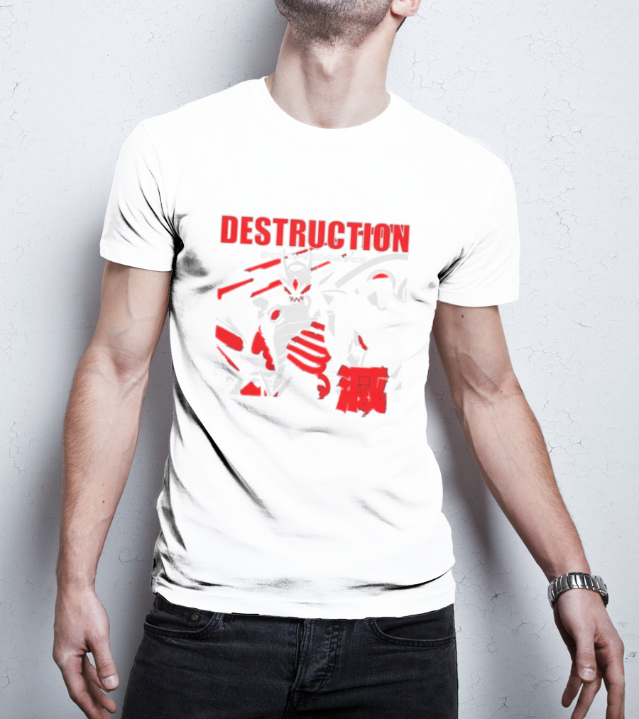Within Destruction Animetal Robot Battle Scene Red White Black T-Shirt