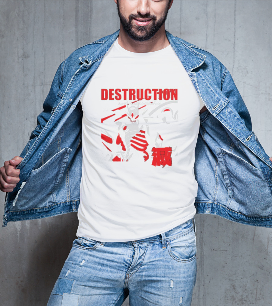 Within Destruction Animetal Robot Battle Scene Red White Black T-Shirt