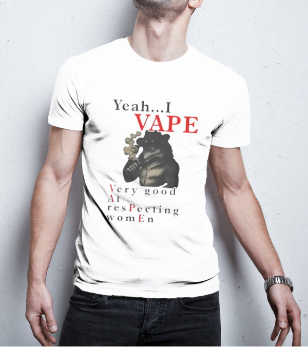 Yeah I Vape Respect Women Stylized Bear Smoking T-Shirt