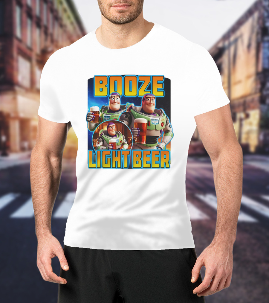 Booze Light Beer Buzz Lightyear Holding Beer T-Shirt