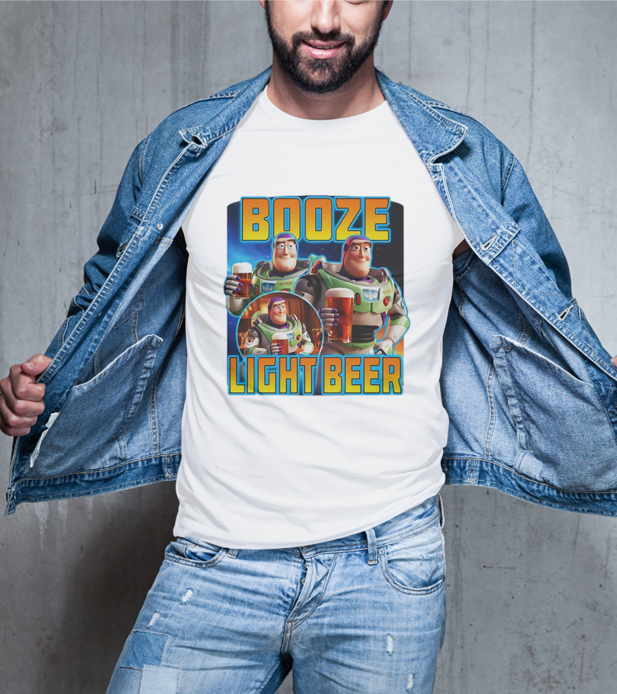 Booze Light Beer Buzz Lightyear Holding Beer T-Shirt