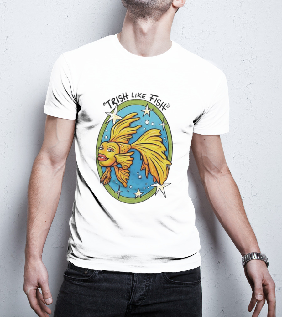 Trish Like Fish Goldfish With Stars And Bubbles T-Shirt