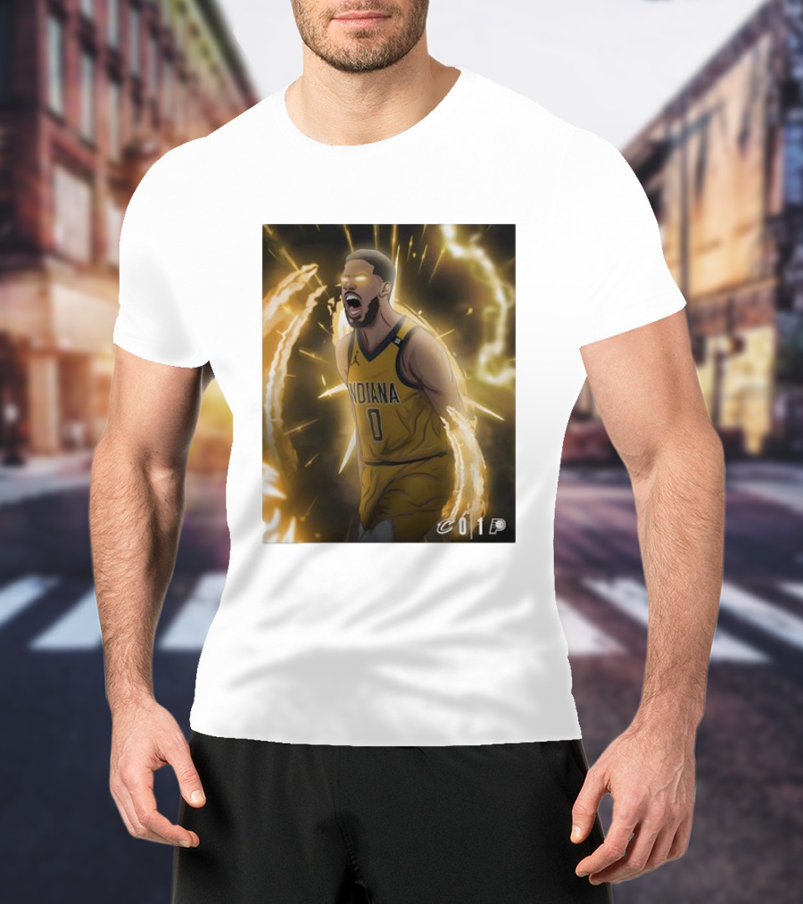 Tyrese Haliburton Indiana Pacers Game 1 Cavaliers Showdown NBA Artwork T-Shirt