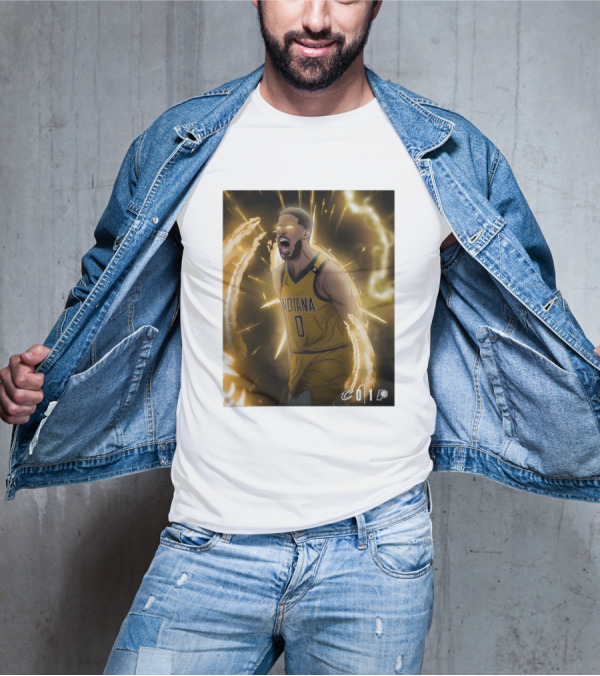 Tyrese Haliburton Indiana Pacers Game 1 Cavaliers Showdown NBA Artwork T-Shirt
