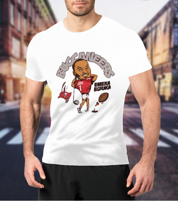 Tampa Bay Buccaneers Emeka Egbuka Football Cartoon Character Sports Fan Art T-Shirt