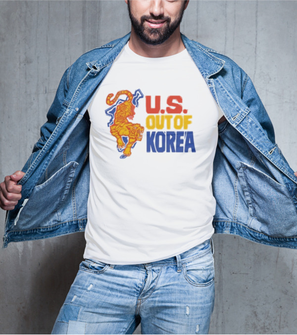 U.S. Out Of Korea Tiger Graphic Retro Style T-Shirt