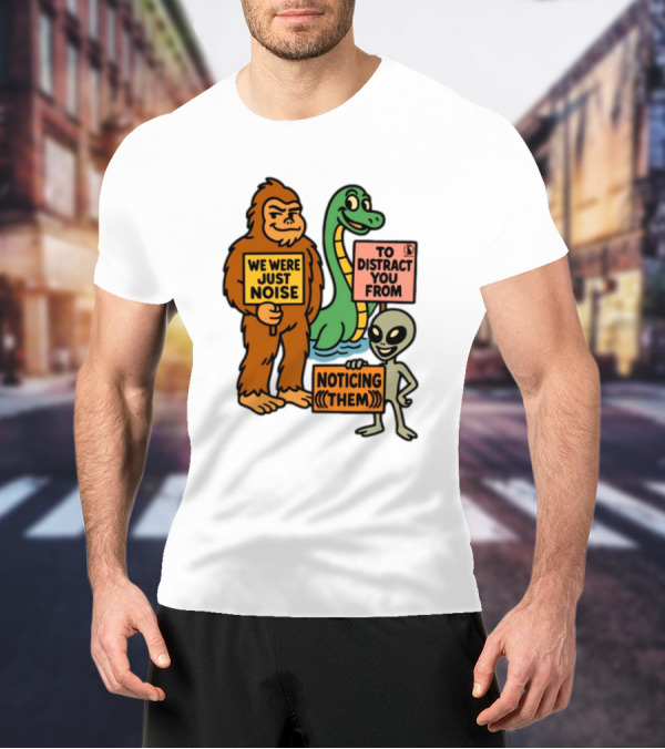 We Were Just Noise To Distract You From Noticing Them Cryptids Alien Signs T-Shirt