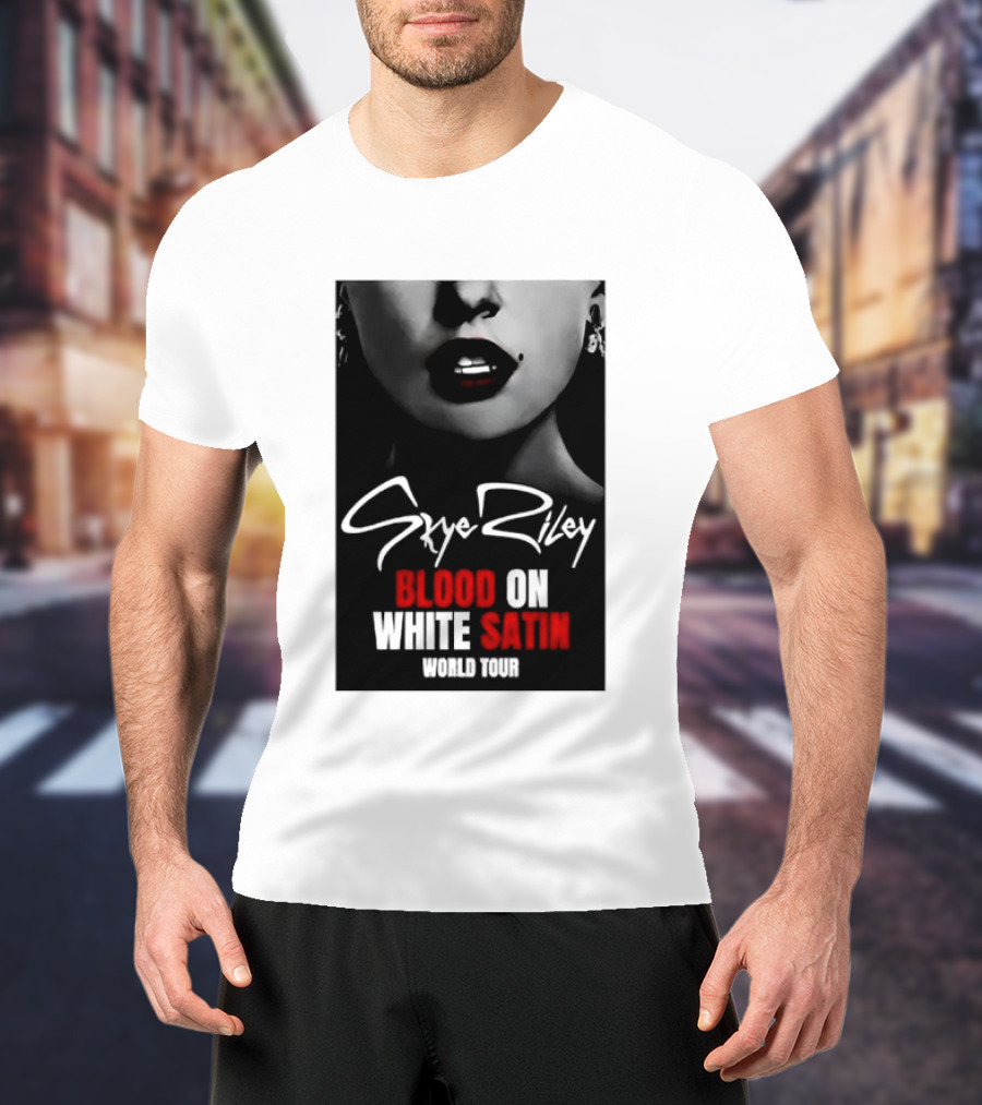 Blood Satin Skye Riley World Tour Lush Red Lips Shadowed Face T-Shirt