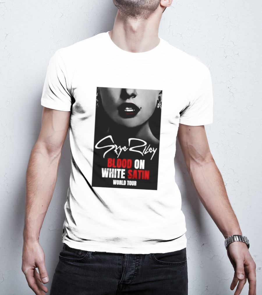 Blood Satin Skye Riley World Tour Lush Red Lips Shadowed Face T-Shirt