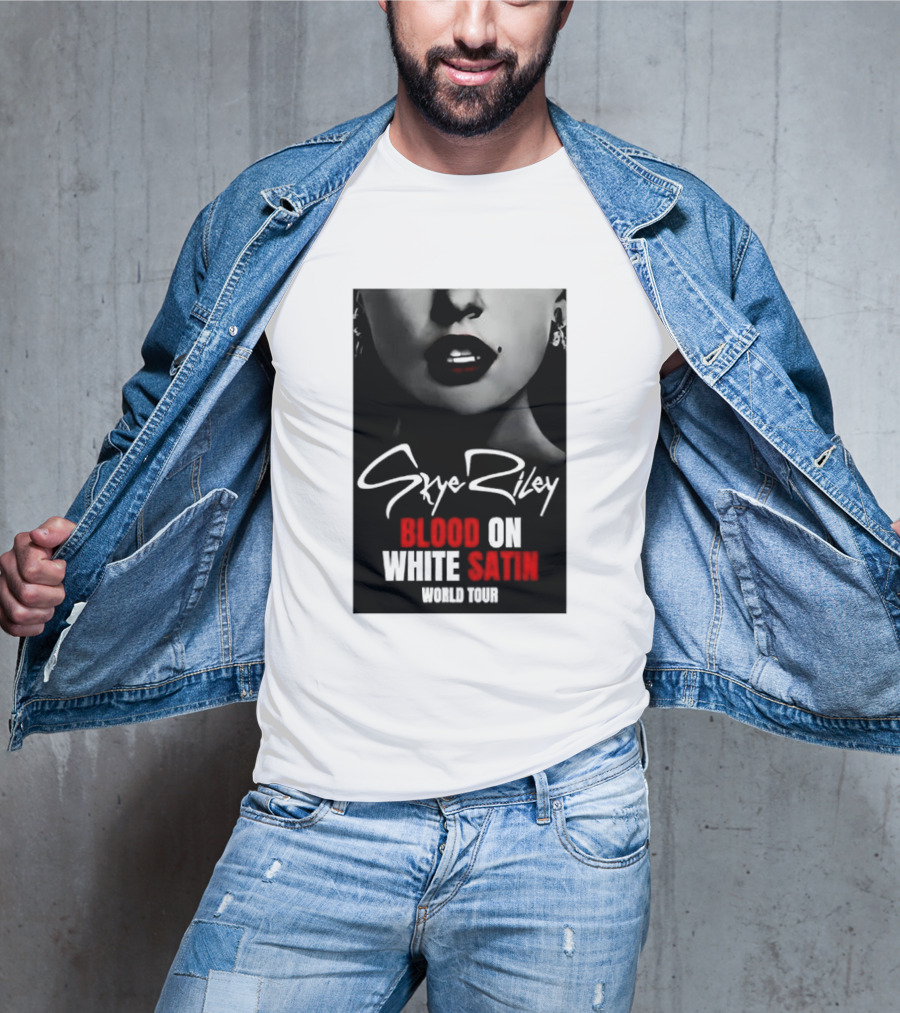 Blood Satin Skye Riley World Tour Lush Red Lips Shadowed Face T-Shirt